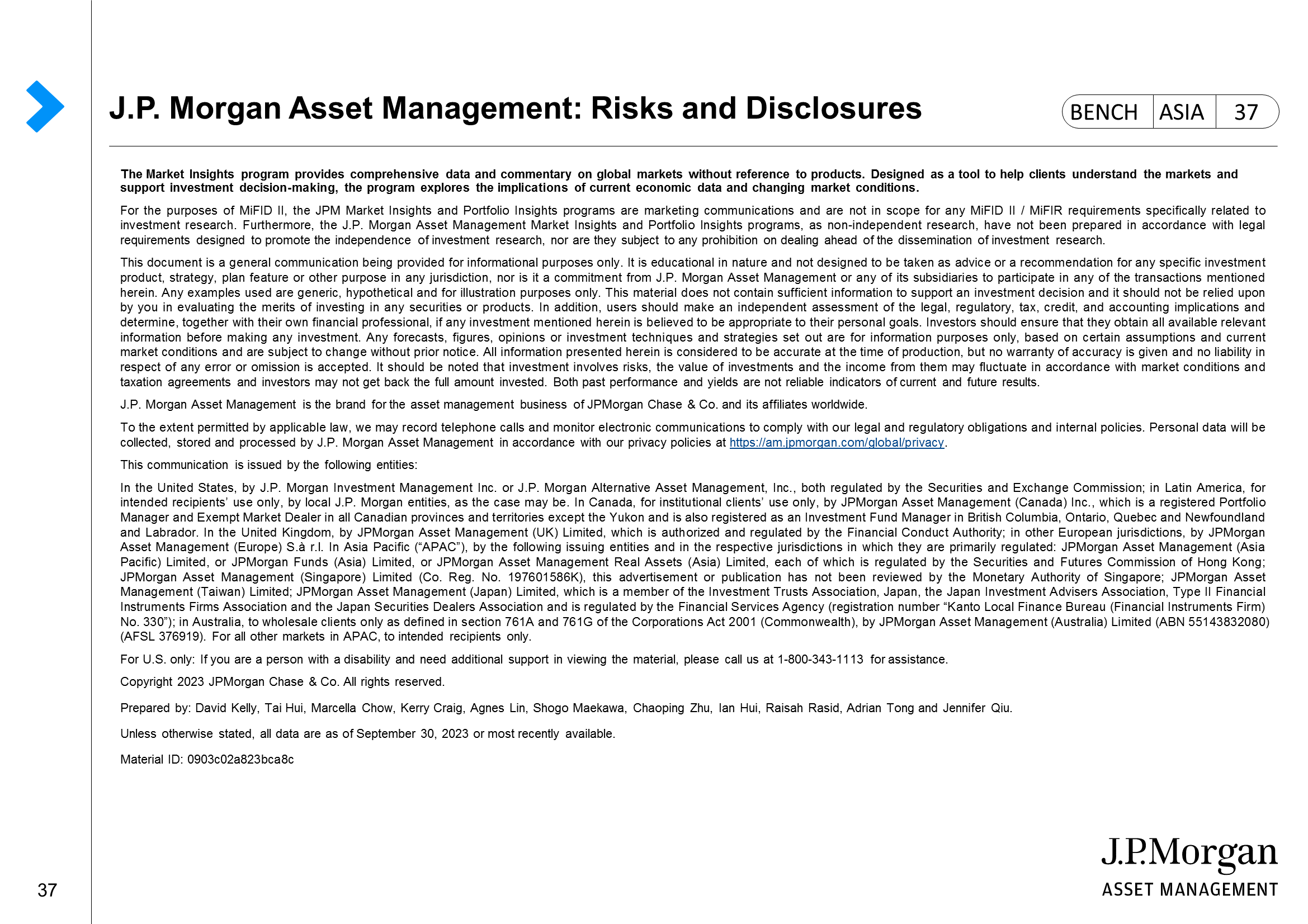 J.P. Morgan Asset Management: Risks and Disclosures