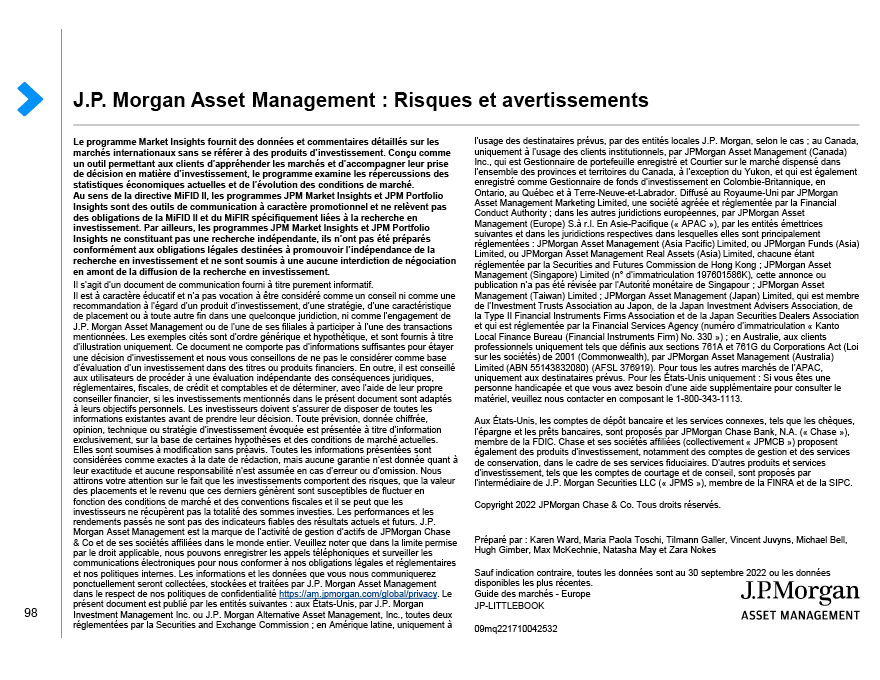J.P. Morgan Asset Management : Risques et avertissements
