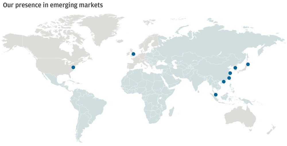 JPMorgan Presence In Emerging Markets Map EN