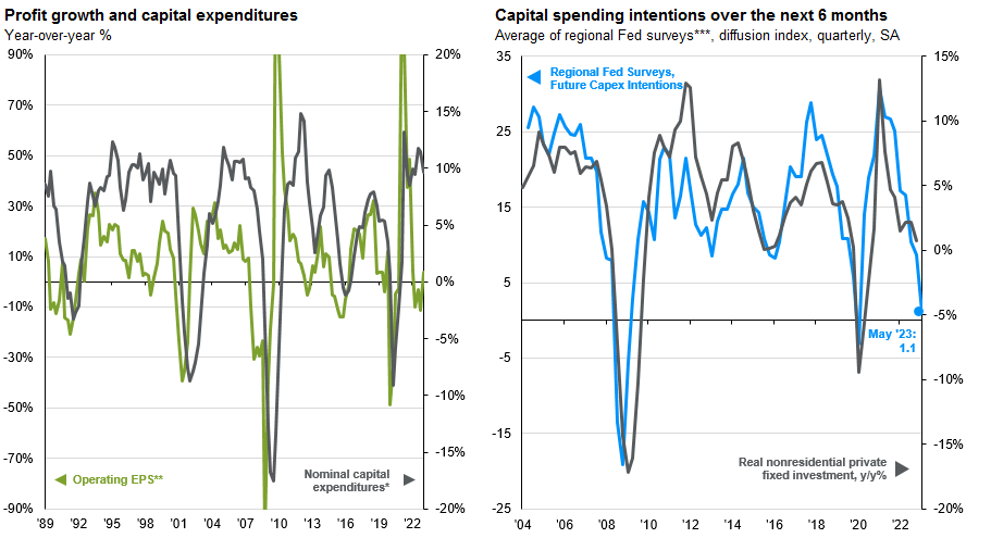 Profit growth and capital expenditures and capital spending intentions over the next 6 months