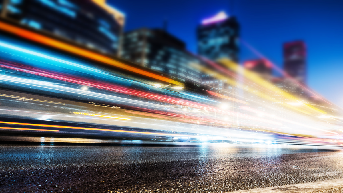 lights of traffic in a city