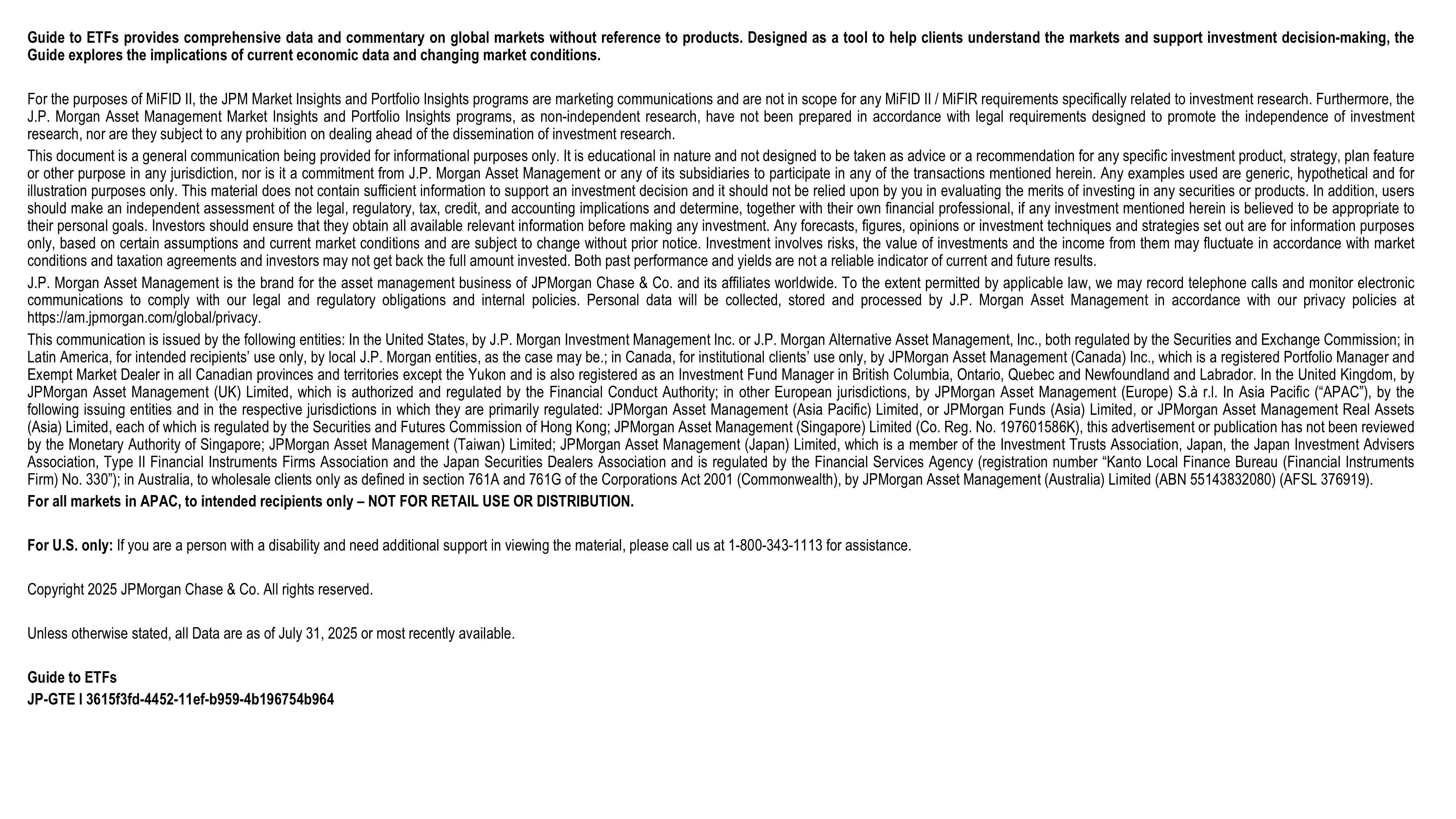J.P. Morgan Asset Management - Risks & disclosures