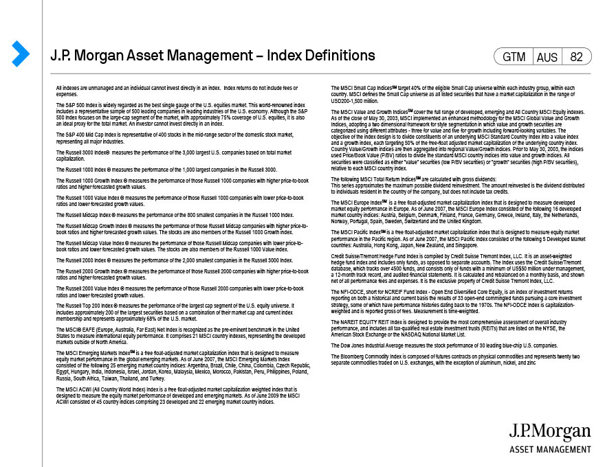 J.P. Morgan Asset Management – Index Definitions, risks & disclosures