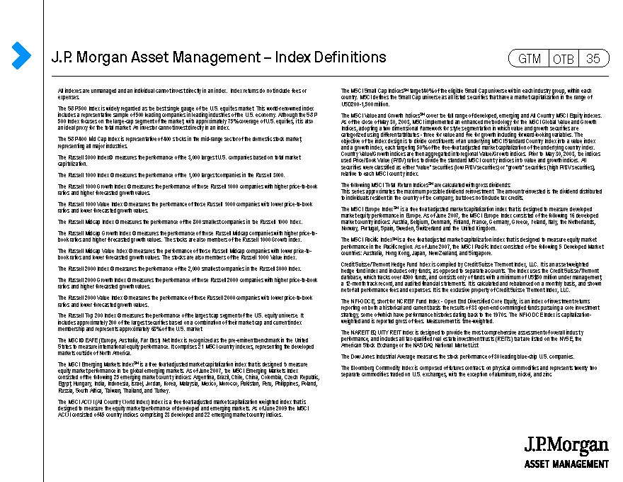 J.P. Morgan Asset Management – Definitions, Risks & Disclosures